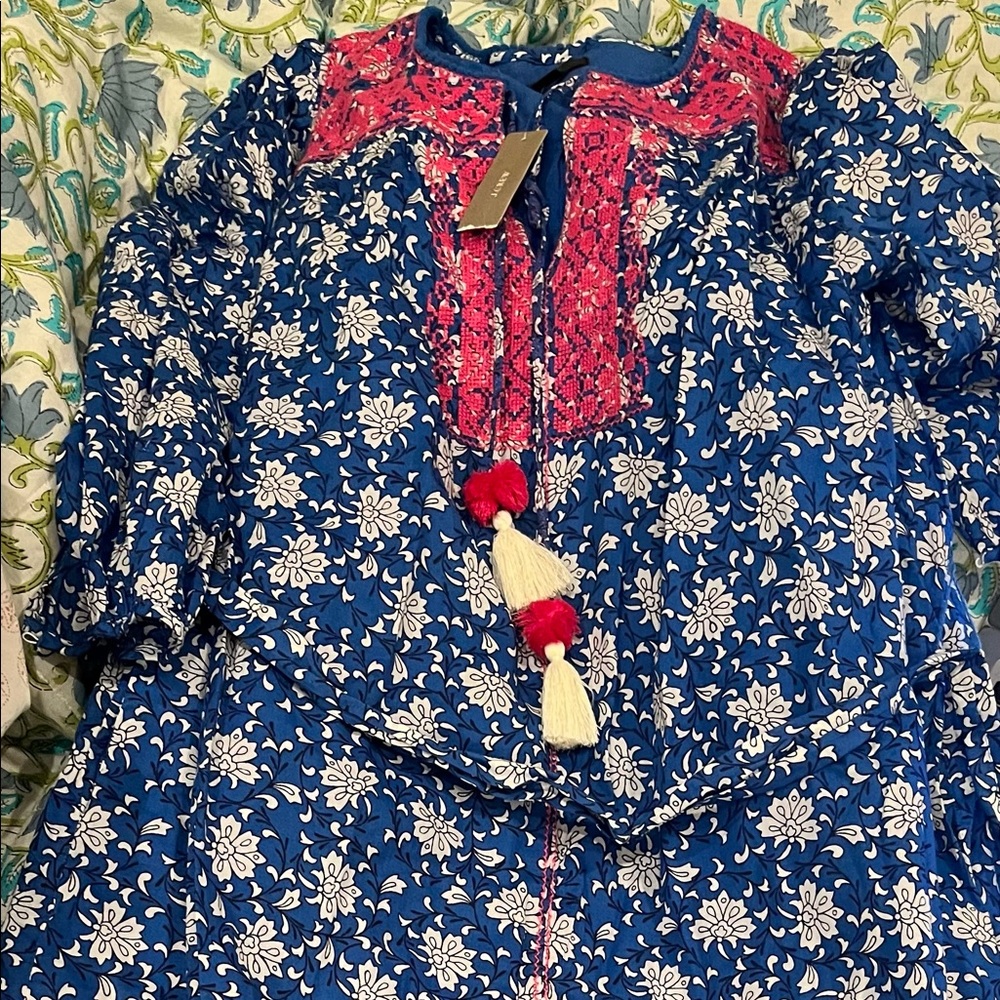 J Crew Belted Tunic block print dress Size XS